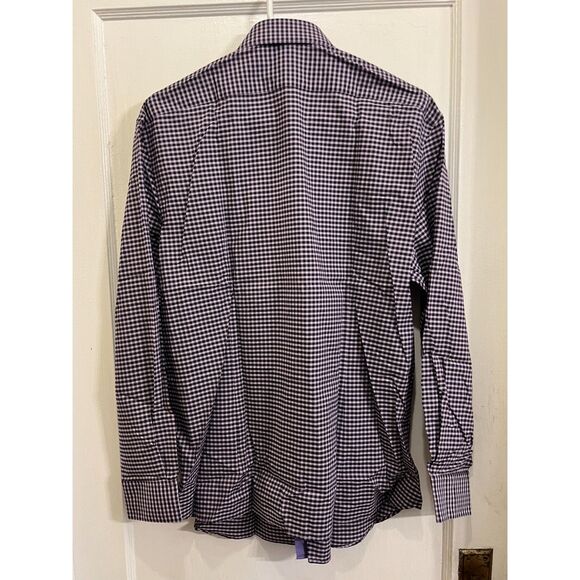 NWT JOHN VARVATOS Star USA Purple Gingham Cotton Button Up Shirt Top Mens Sz 16 - Picture 7 of 11